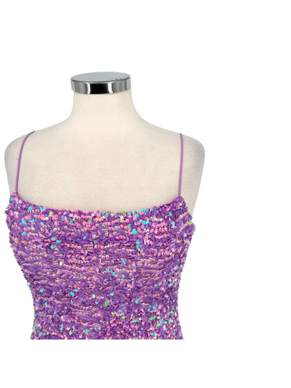 Thirty Thirty Lilac Irridescent Sequin Bodycon Mini Dress Size Medium - Picture 3 of 13